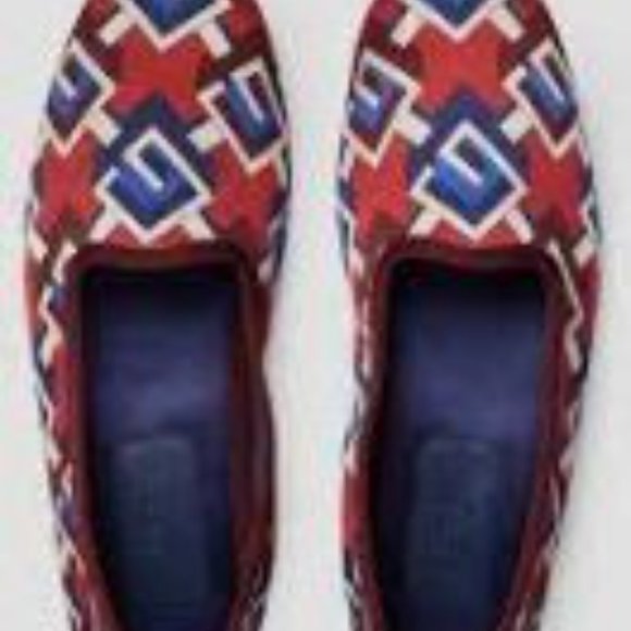 GUCCI Voyage Travel Satin Slippers in Red/Navy Blue Size US8/EURO38 w/ Dust Bag - Picture 9 of 11